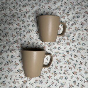 Anfora Tan Ceramic Mugs - Set of 2